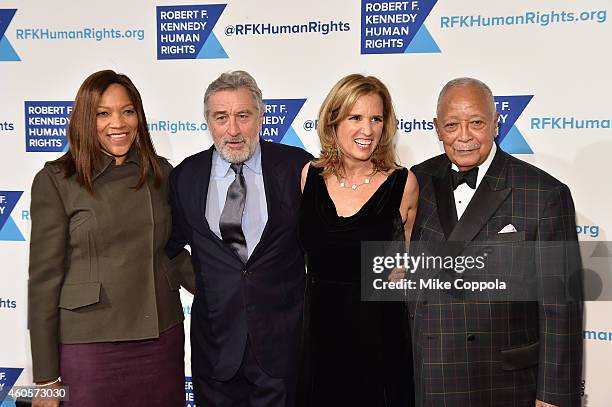 Actress Grace Hightower, Honoree Robert De Niro, writer Kerry Kennedy and former Mayor of New York City David Dinkins attend the RFK Ripple Of Hope...