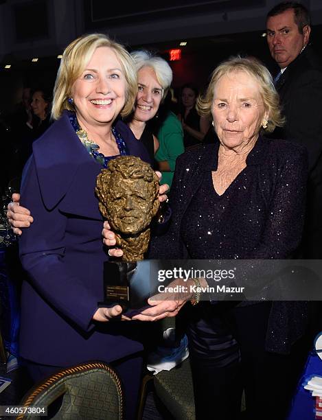 Honoree Hillary Rodham Clinton accepts an award from Ethel Kennedy at the RFK Ripple Of Hope Gala at Hilton Hotel Midtown on December 16, 2014 in New...