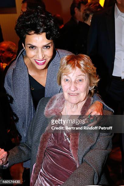 Farida Khelfa and Marisa Bruni Tedeschi attend the 'Fondation Claude Pompidou' : Charity Party at Fondation Louis Vuitton on December 16, 2014 in...