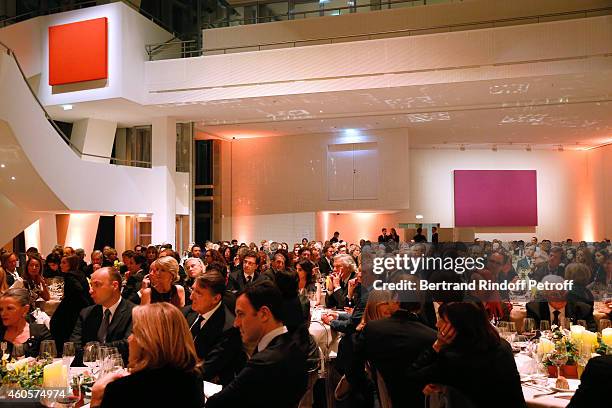 Illustration view of the dinner and morks from Artist Ellsworth Kelly attend the 'Fondation Claude Pompidou' : Charity Party at Fondation Louis...