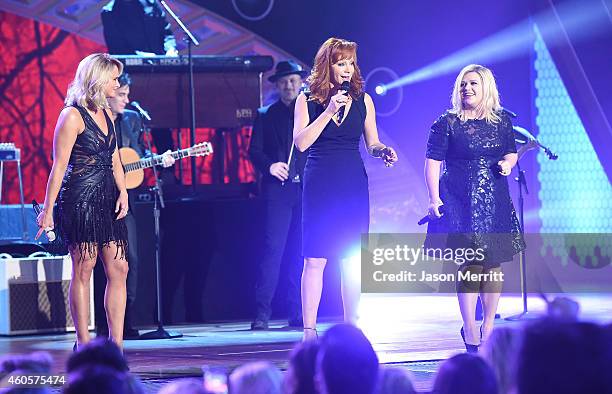 Miranda Lambert, Reba McEntire, and Kelly Clarkson perform at the 2014 American Country Countdown Awards at Music City Center on December 15, 2014 in...