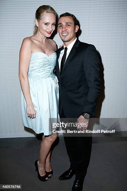Sponsors of the event, Boxer Brahim Asloum and actress Beatrice Rosen attends the 'Fondation Claude Pompidou' : Charity Party at Fondation Louis...