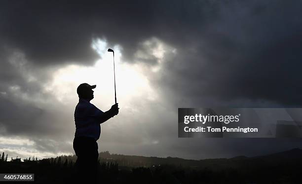 Boo Weekley hits a shot during round two of the Hyundai Tournament of Champions at the Plantation Course at Kapalua Golf Club on January 4, 2014 in...