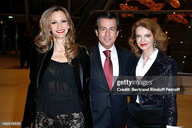 Cyril Karaoglan standing between his companion Ursula Parker and Cyrielle Clair attend the 'Fondation Claude Pompidou' : Charity Party at Fondation...