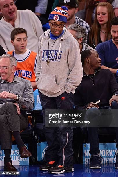 Spike Lee attends New York Knicks vs Dallas Mavericks game at Madison Square Garden on December 16, 2014 in New York City.