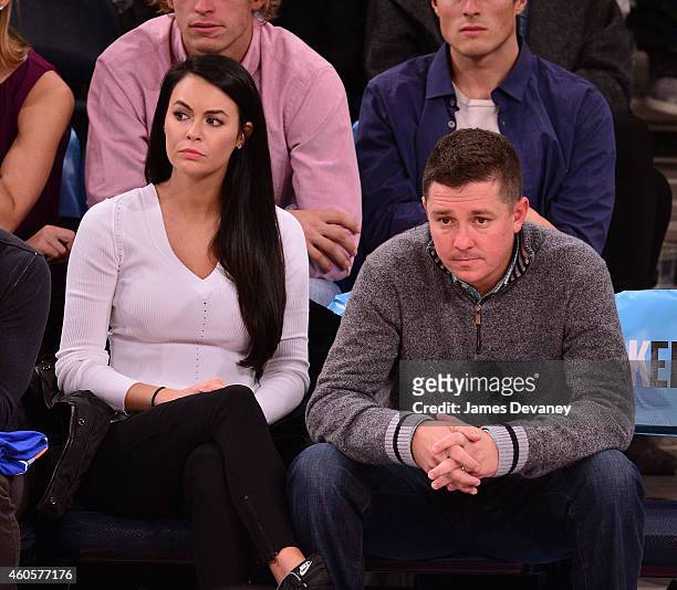 Amanda Dufner and Jason Dufner attend New York Knicks vs Dallas Mavericks game at Madison Square Garden on December 16, 2014 in New York City.