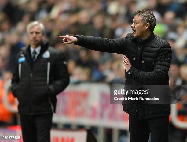 Cardiff city manager Ole Gunnar Solskjaer looks on during the Budweiser FA Cup Third Round match between Newcastle United and Cardiff City at St...