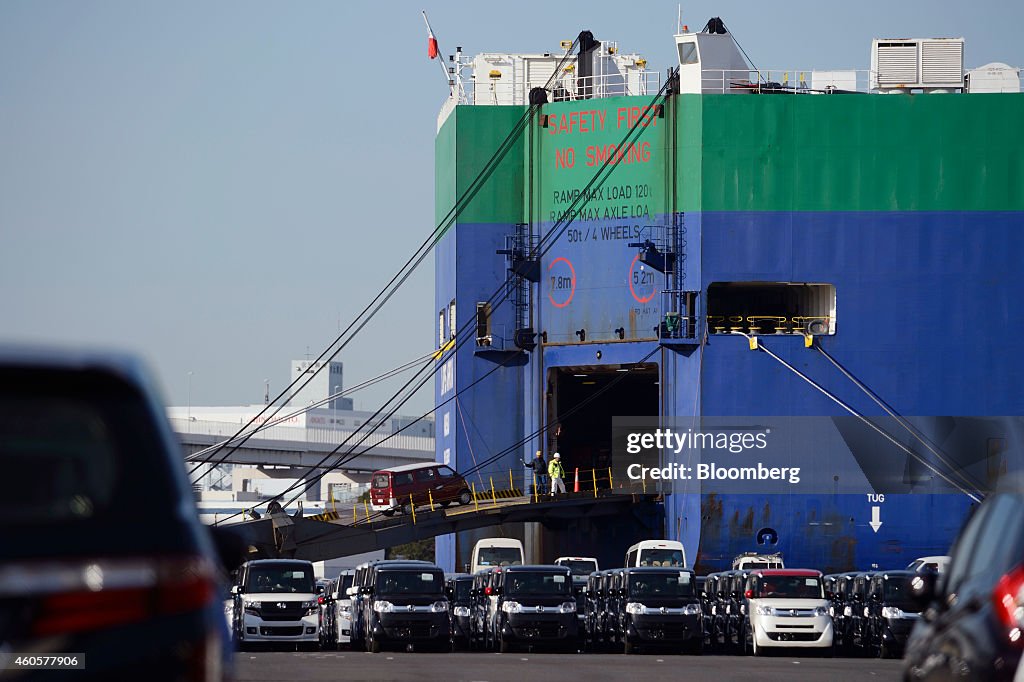 Vehicles And Containers At Yokohama Port As Japan Releases Trade Figures