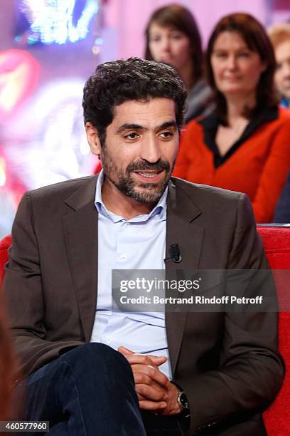 Actor Abdelhafid Metalsi present the TV Series 'Cherif' during the 'Vivement Dimanche' French TV Show at Pavillon Gabriel on December 16, 2014 in...