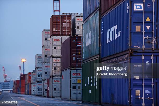 Japanese Container Line 36 Vehicles And Containers At Yokohama Port As Japan Releases Trade ...