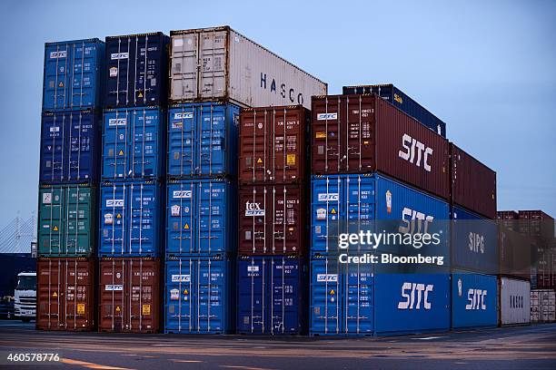 Japanese Container Line 36 Vehicles And Containers At Yokohama Port As Japan Releases Trade ...