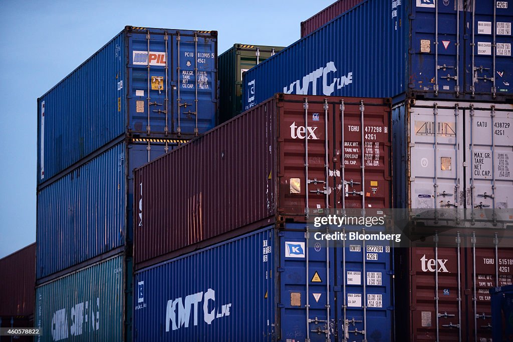 Vehicles And Containers At Yokohama Port As Japan Releases Trade Figures