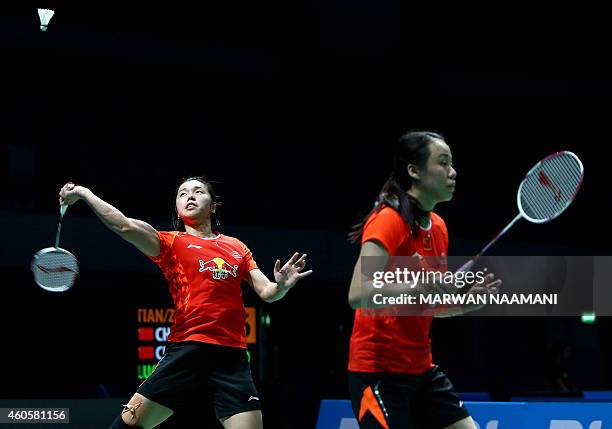 Badminton Chinese players Tian Qing and Zhao Yunlei compete in the ...