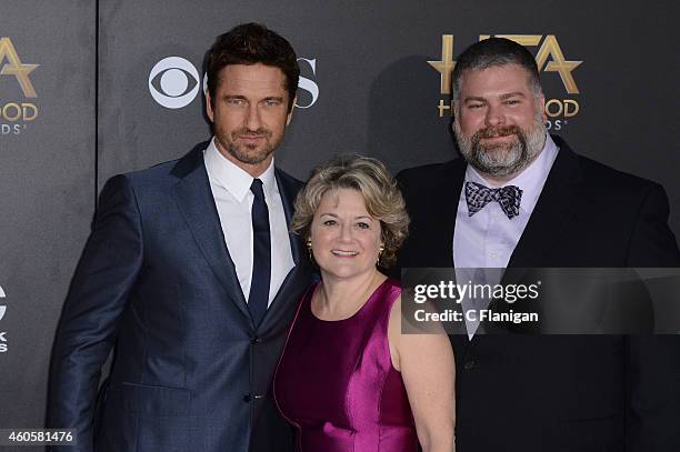 Actor Gerard Butler, producer Bonnie Arnold and director Dean DeBlois attend the 18th Annual Hollywood Film Awards at The Palladium on November 14,...