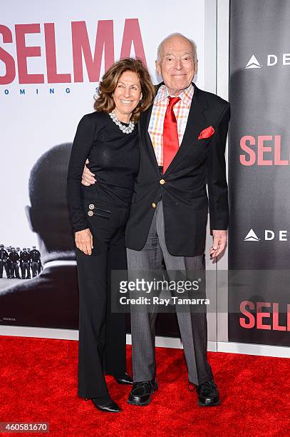 Leonard Lauder and guest enter the "Selma" New York Premiere at the Ziegfeld Theater on December 14, 2014 in New York City.