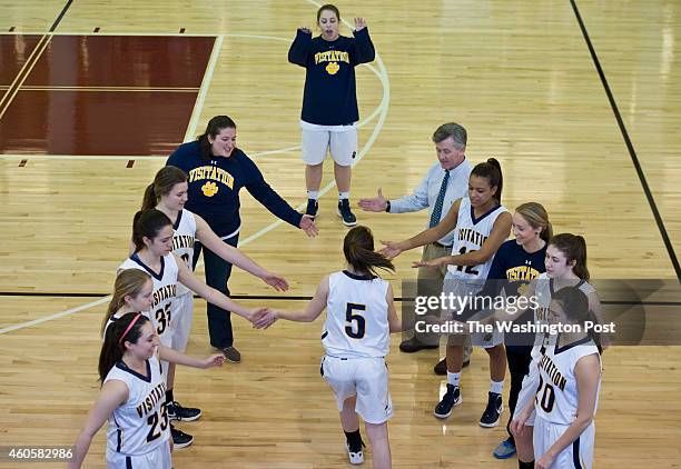 February, 26: Kelsey Tillman of Georgetown Visitation is introduced before the ISL championship game Sunday February 26, 2012 in Washington, DC at...