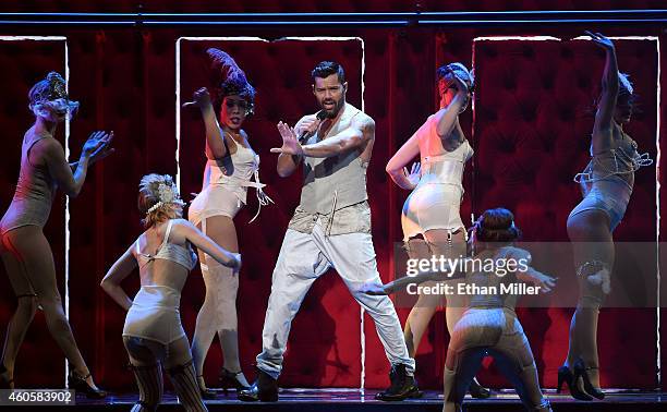 Recording artist Ricky Martin performs with dancers during the 15th annual Latin GRAMMY Awards at the MGM Grand Garden Arena on November 20, 2014 in...