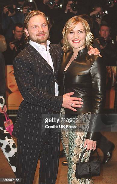 Kate Winslet, and husband Jim Threapleton attend the Premiere of, Holy Smoke,in London's West End, on March 21, 2000 in London, England.