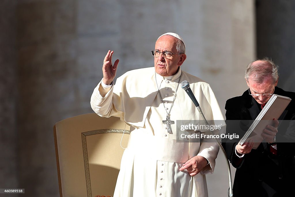 Pope Attends His Weekly Audience In St. Peter's Square