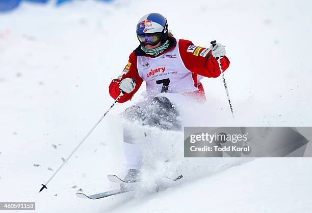 Heather McPhie if the U.S. Competes during the women's moguls finals at the FIS Freestyle Ski World Cup January 4, 2014 in Calgary, Alberta, Canada.