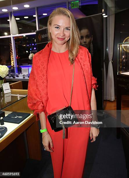 Angelika Timanina attends Haute Time Russia Hosts Jacob & Co. And ECJ Holiday Party at Sunny Isles Beach Gallery on January 3, 2014 in North Miami...