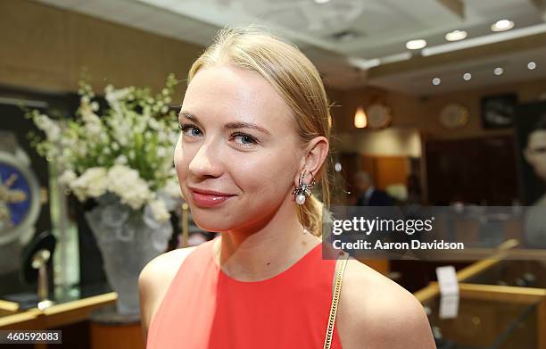 Angelika Timanina attends Haute Time Russia Hosts Jacob & Co. And ECJ Holiday Party at Sunny Isles Beach Gallery on January 3, 2014 in North Miami...