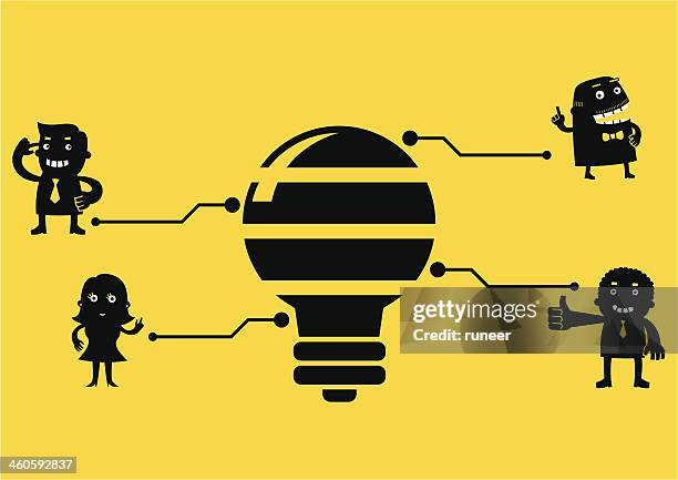 breaking down ideas | yellow business concept - creative thinking office stock illustrations