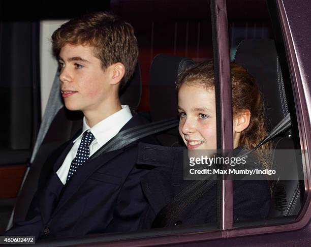 Charles Armstrong-Jones and Margarita Armstrong-Jones attend a Christmas lunch for members of the Royal Family hosted by Queen Elizabeth II at...