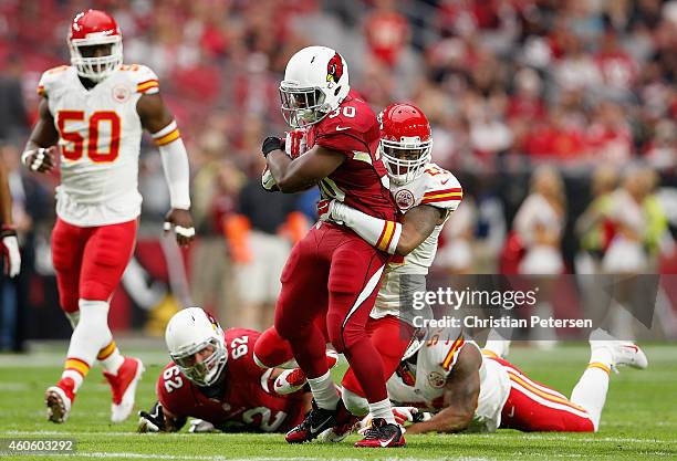 Running back Stepfan Taylor of the Arizona Cardinals rushes the football against the Kansas City Chiefs during the NFL game at the University of...