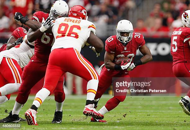 Running back Stepfan Taylor of the Arizona Cardinals rushes the football against the Kansas City Chiefs during the NFL game at the University of...