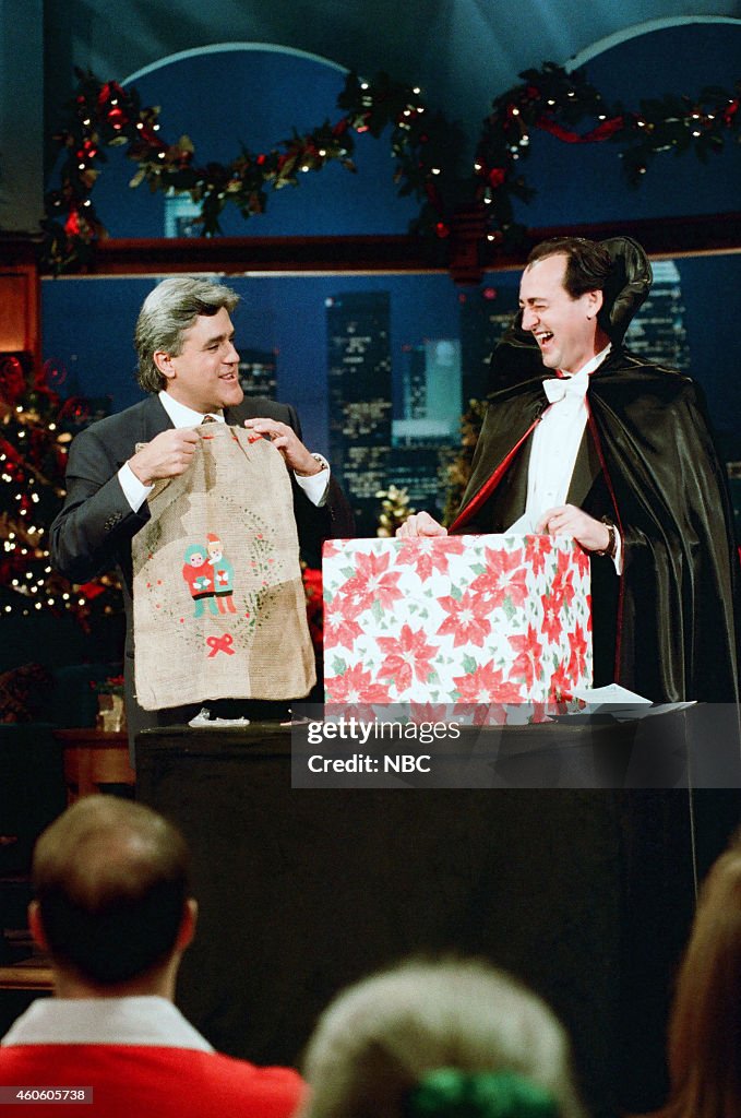 Host Jay Leno and actor Joe Flaherty as Count Floyd during the ...