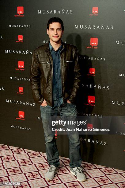 Alex Martinez attends the "Musaranas" premiere at the Capitol cinema on December 17, 2014 in Madrid, Spain.