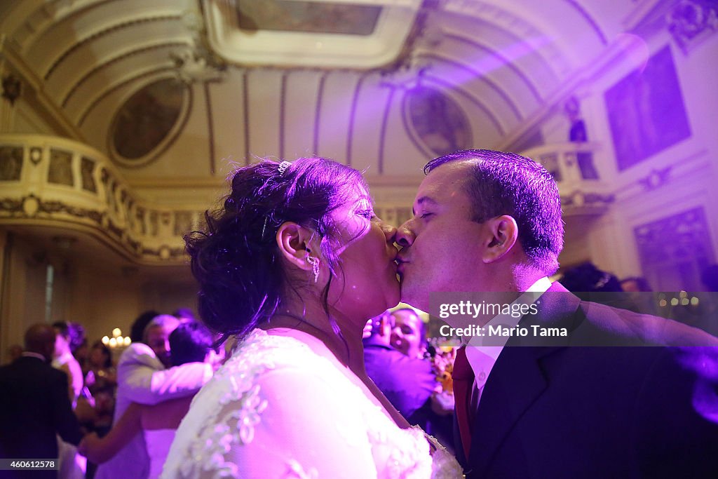 Community Wedding Held For Santa Marta Favela Residents In Rio