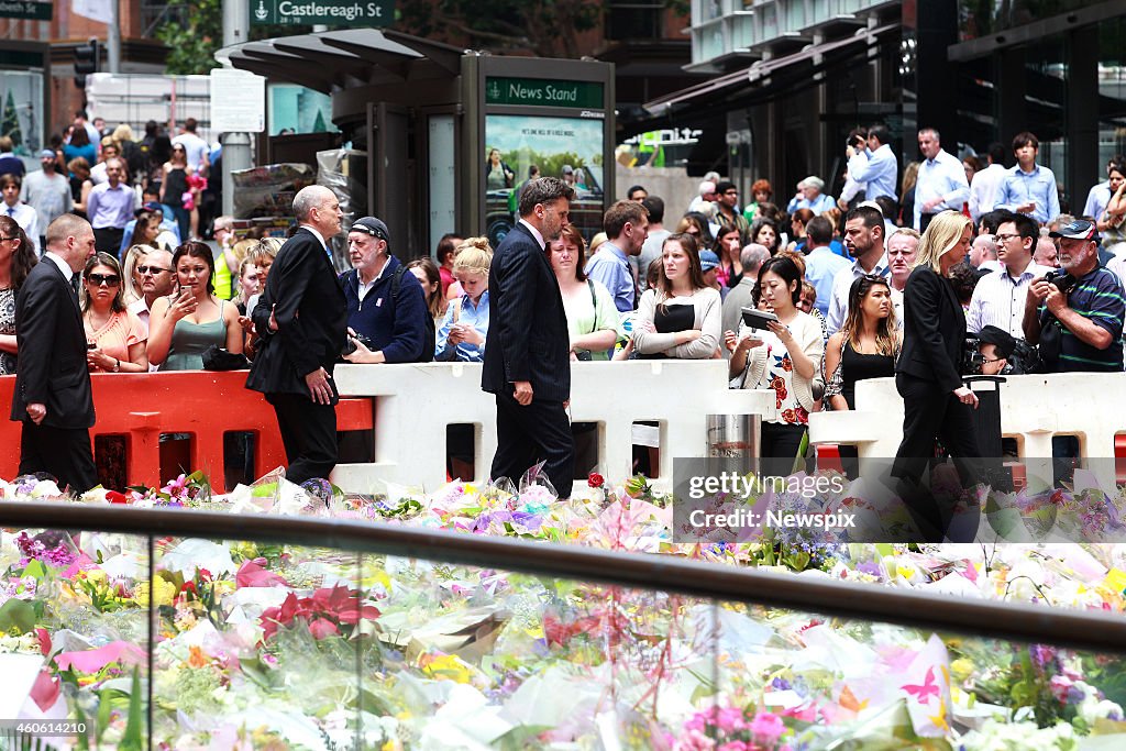 Floral Tributes Left For Siege Victims in Martin Place