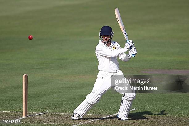 Aaron Redmond of Otago bats during the Plunket Shield match between Otago and Canterbury at Rangiora on December 18, 2014 in Christchurch, New...