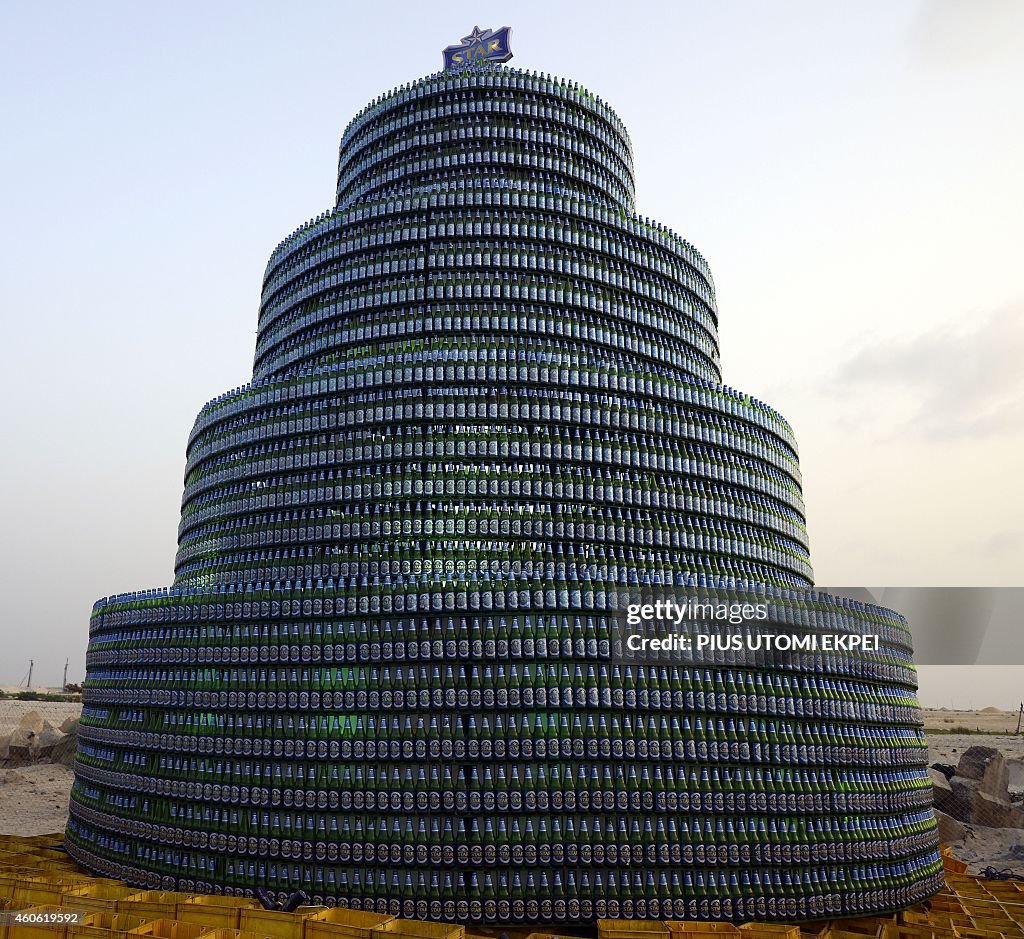 NIGERIA-CHRISTMAS-TREE-BEER-BOTTLES