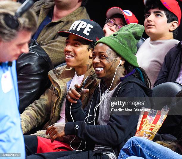 Lil Wayne attends a basketball game between the Indiana Pacers and the Los Angeles Clippers at Staples Center on December 17, 2014 in Los Angeles,...