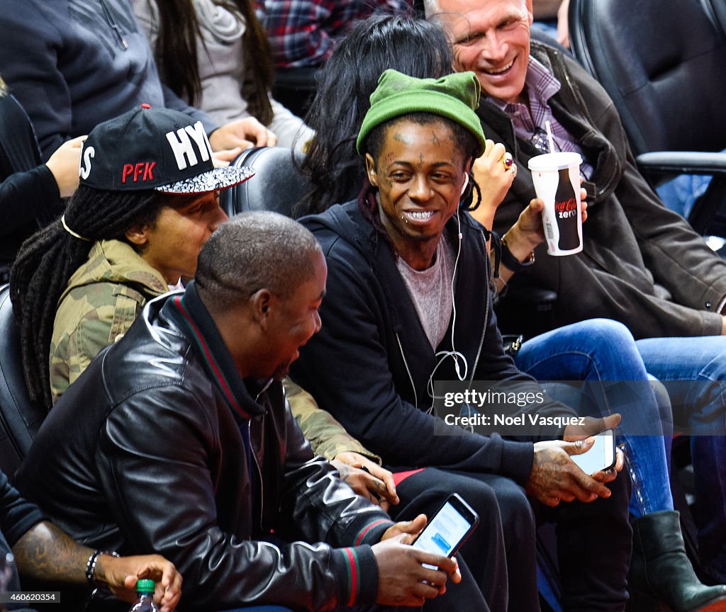 Celebrities At The Los Angeles Clippers Game