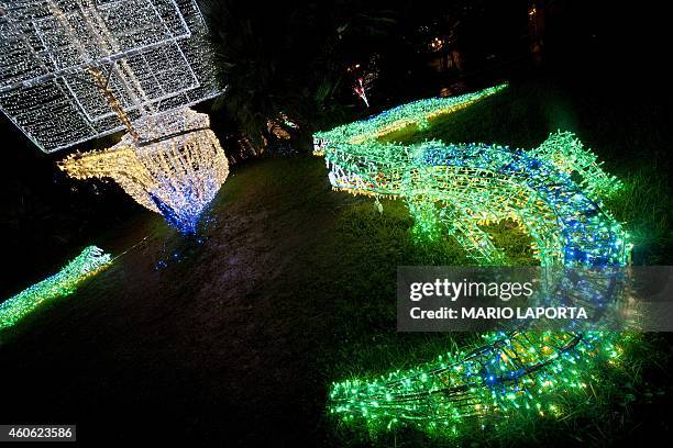 Picture shows Christmas lights during the "Luci d'Artista" event on December 17, 2014 in Salerno, southern Italy. The theme for the 2014-2015 event...