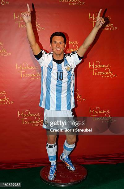 Wax figure of the multiple world player of the year Lionel Messi is unveiled at Madame Tussauds on December 18, 2014 in Berlin, Germany.