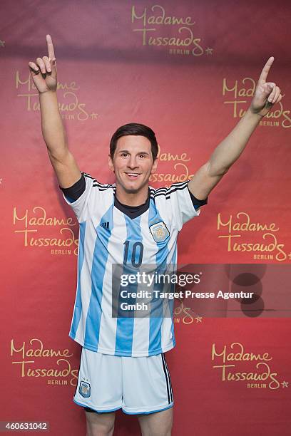 New wax figure of football player Lionel Messi is unveiled at Madame Tussauds on December 18, 2014 in Berlin, Germany.