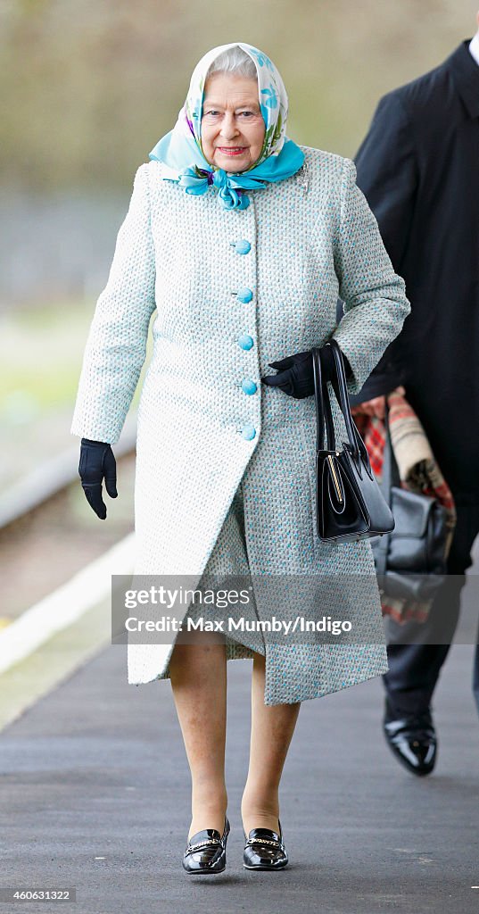 The Queen Arrives At King's Lynn Station For Her Christmas Break At Sandringham