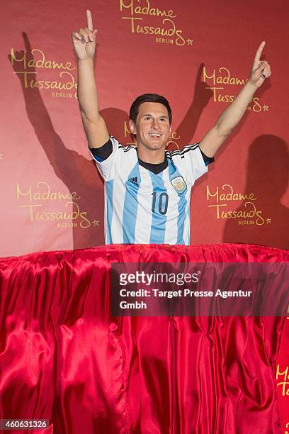 New wax figure of football player Lionel Messi is unveiled at Madame Tussauds on December 18, 2014 in Berlin, Germany.