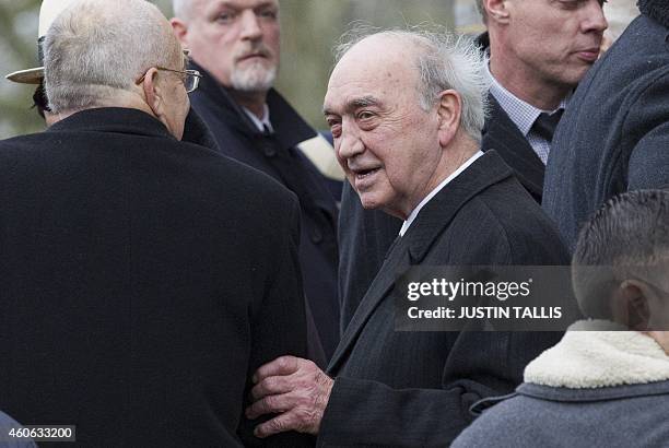 Former gangster Eddie Richardson arrives for the funeral of British gangster Frankie Fraser at Honor Oak Crematorium in south London on December 18,...