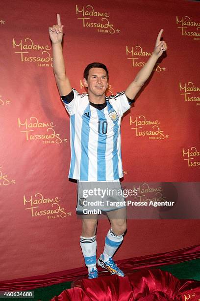 New wax figure of football player Lionel Messi is unveiled at Madame Tussauds on December 18, 2014 in Berlin, Germany.