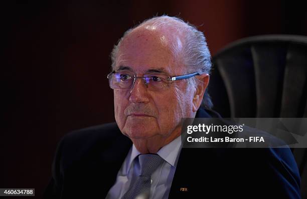 President Joseph S. Blatter looks on during the FIFA Executive Committee Meeting at La Mamounia Hotel on December 18, 2014 in Marrakech, Morocco.