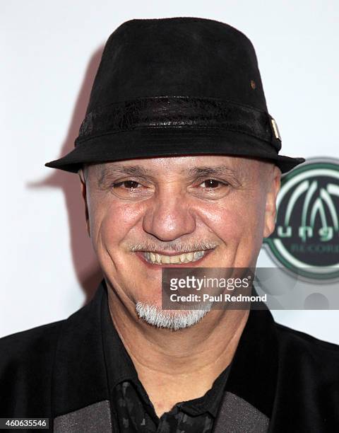 Guitarist Frank Gambale attends ISINA collaboration announcement at Capitol Recording Studios Holiday Party at Capitol Records Studio on December 17,...