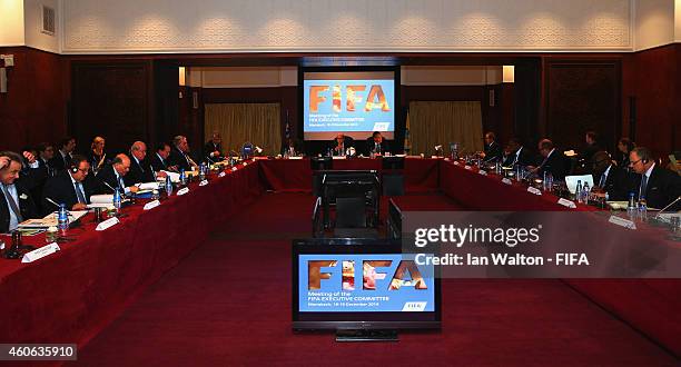 President Joseph S. Blatter looks on during the FIFA Executive Committee Meeting at La Mamounia Hotel on December 18, 2014 in Marrakech, Morocco.