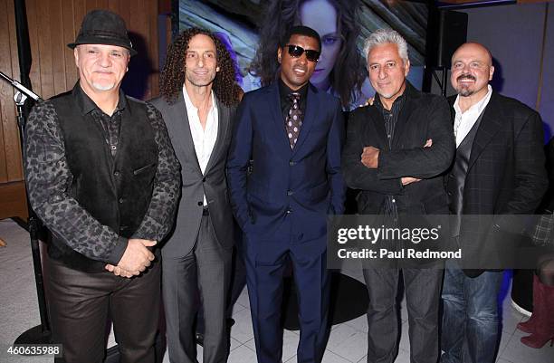 Frank Gambale, Kenny G, Kenny"Babyface" Edmonds, Humberto Gatica and Walter Afanasieff attend ISINA collaboration announcement at Capitol Recording...