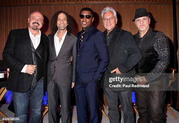 Walter Afanasieff, Kenny G, Kenny"Babyface" Edmonds, Humberto Gatica and Frank Gambale attend ISINA collaboration announcement at Capitol Recording...